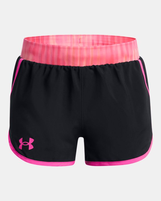 Girls' UA Fly-By Printed Shorts in Black image number 0